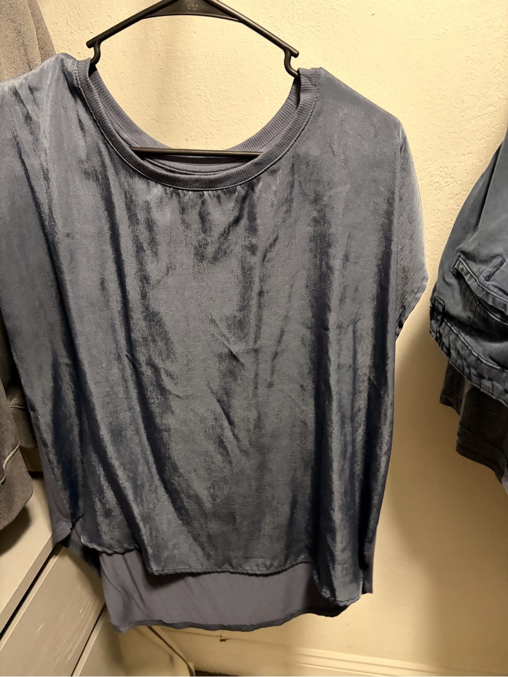 edge Soft Velvet-Look Blue Tunic Top